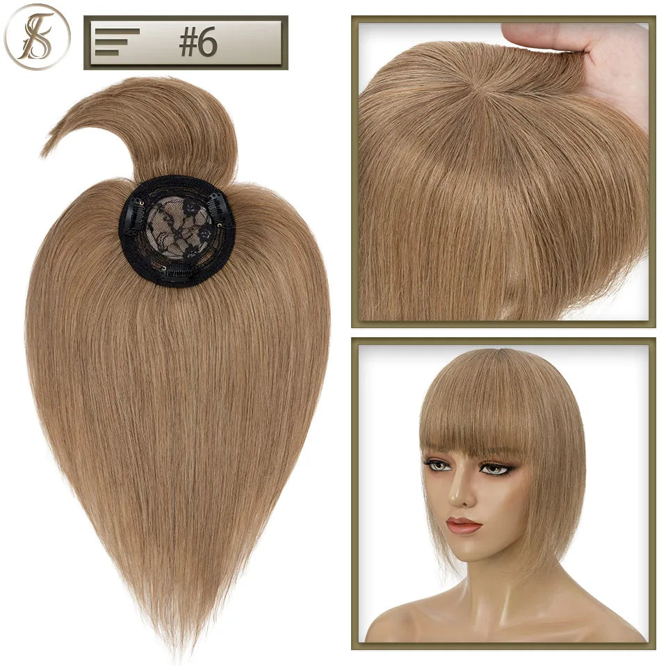 TESS Women Topper 8.5x8.5cm Hair Clips Hair Toppers Natural Hair Wigs 100% Human Hair For Women Hairpiece Clip In Hair Extension