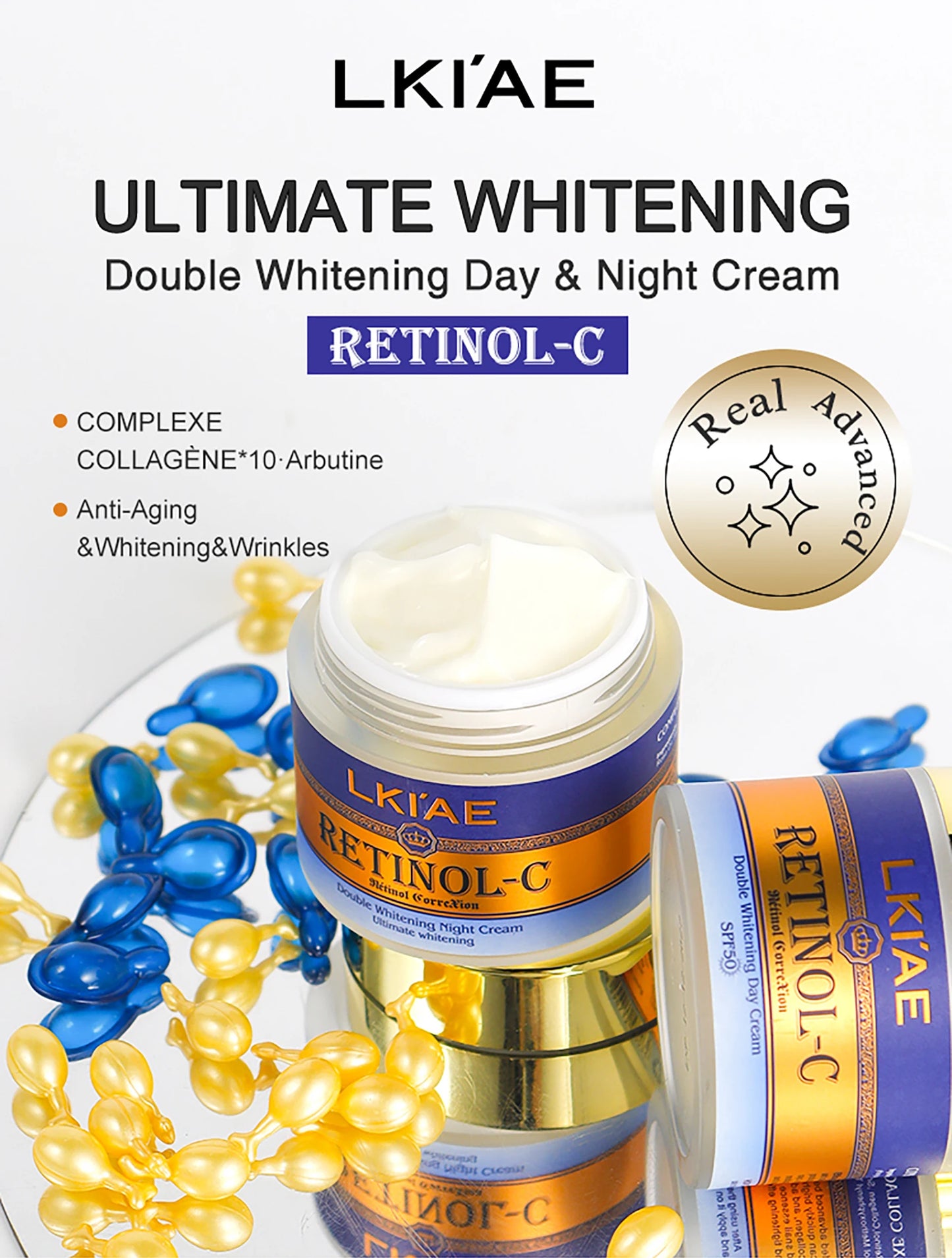 LKIAE Retinol Whitening Skin Care Set, Moisturizing, Reduce Wrinkles, Fine Lines, Dark Spots, With Collagen, Snail Extract