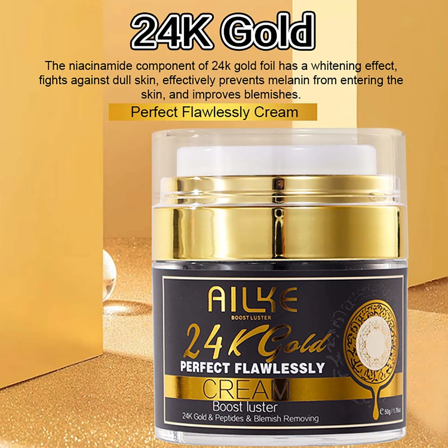 AILKE 24K Gold Perfect Flawlessly Lightening Skin Care Kit, Moisturizing, Smooth Skin, Even Skin Tone, Reduce Wrinkles