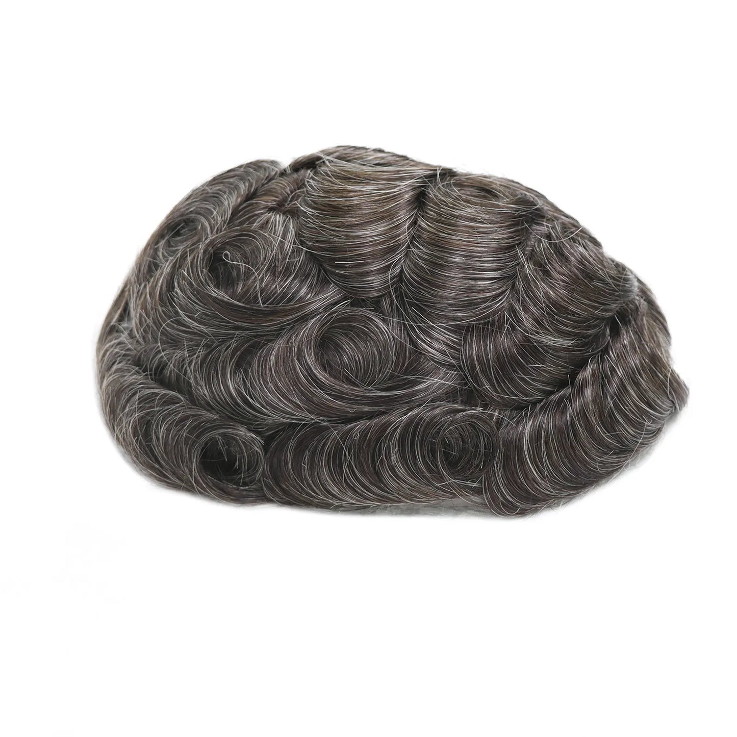 8x10 BIO Swiss Lace With PU Men Toupee Human Hair Natural Hairline 30mm Wave Lace Front Male Wig Units Replacement Prosthesis