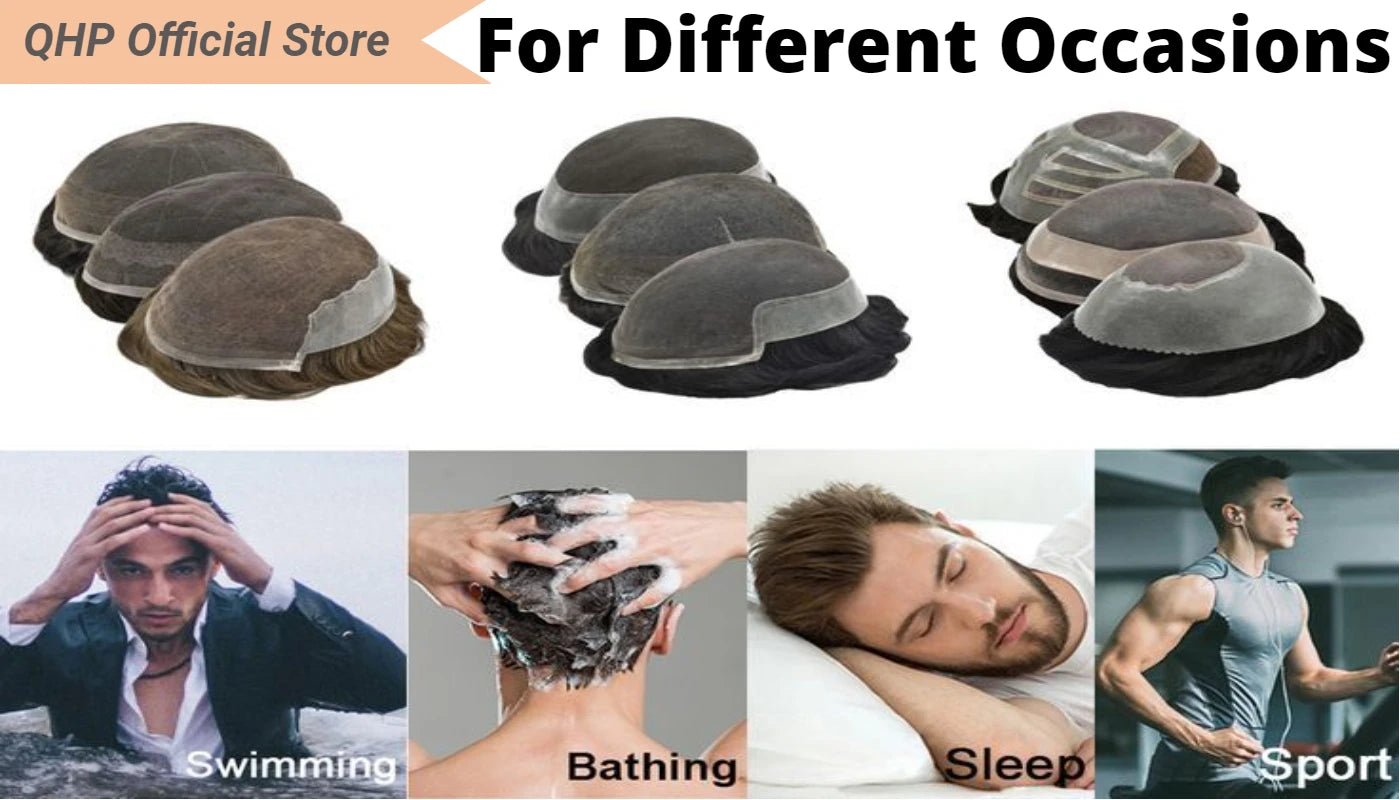 Curly Men's Wig Mono Npu Indian Human Hair Toupee For Men Durable Capillary Prosthesis Natural Black Wigs Man 6inch Hairpieces