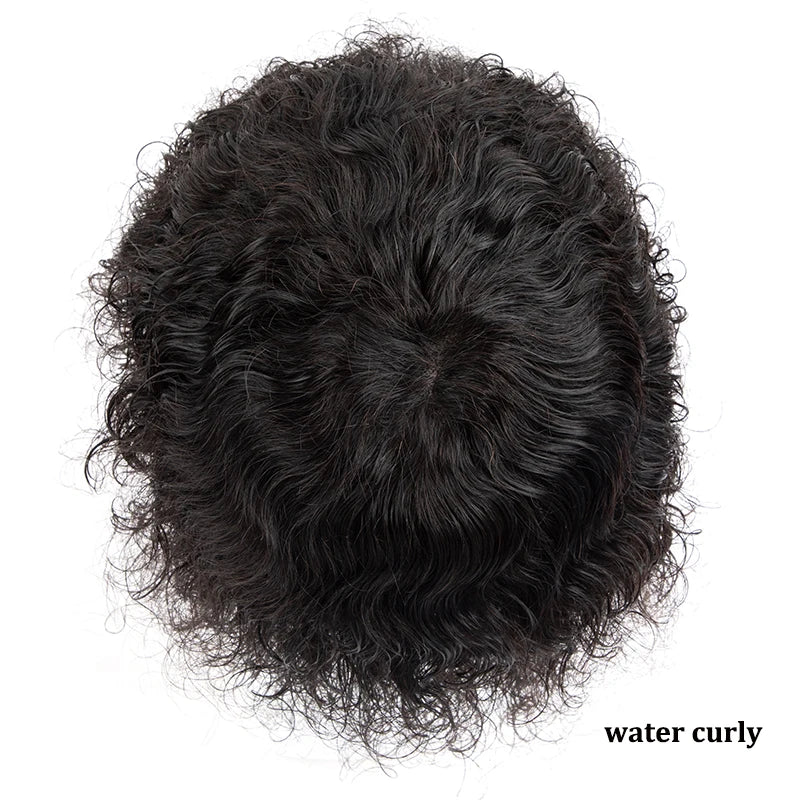 Curly Men's Wig Mono Npu Indian Human Hair Toupee For Men Durable Capillary Prosthesis Natural Black Wigs Man 6inch Hairpieces