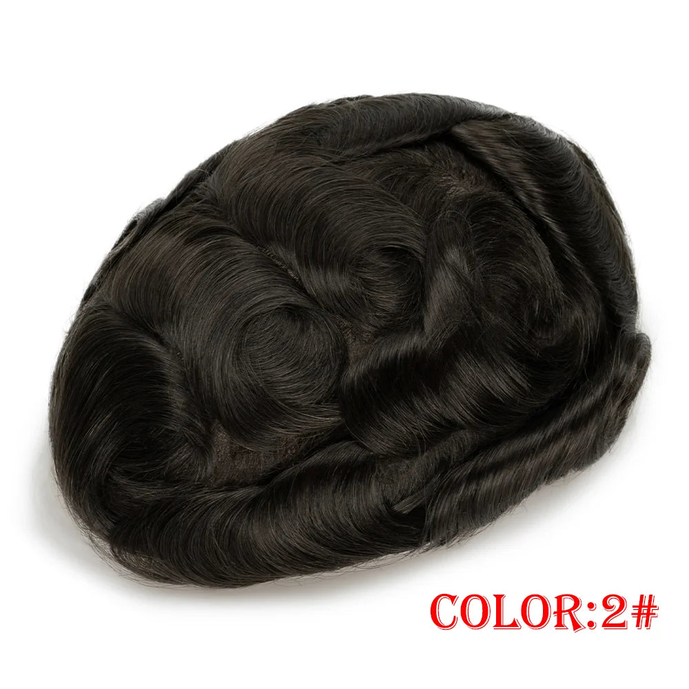 Men Wig Toupee For Men Natural Hairline Indian Human Hair Men's Capillary Prothesis Hair Wig Male 0.1mm Thin Skin Hair Wig