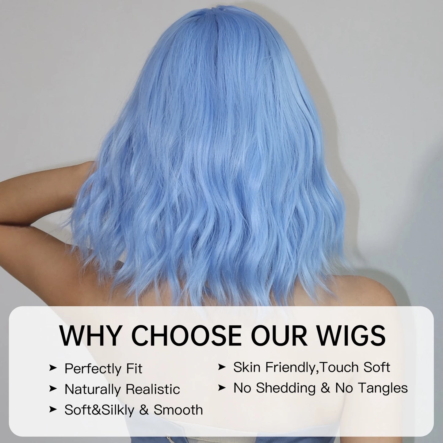 Bob Blue Curly Wavy Wigs with Bangs Short Colorful Cosplay Wigs for Women Afro Halloween DaiIy Natural Heat Resistant Fake Hair