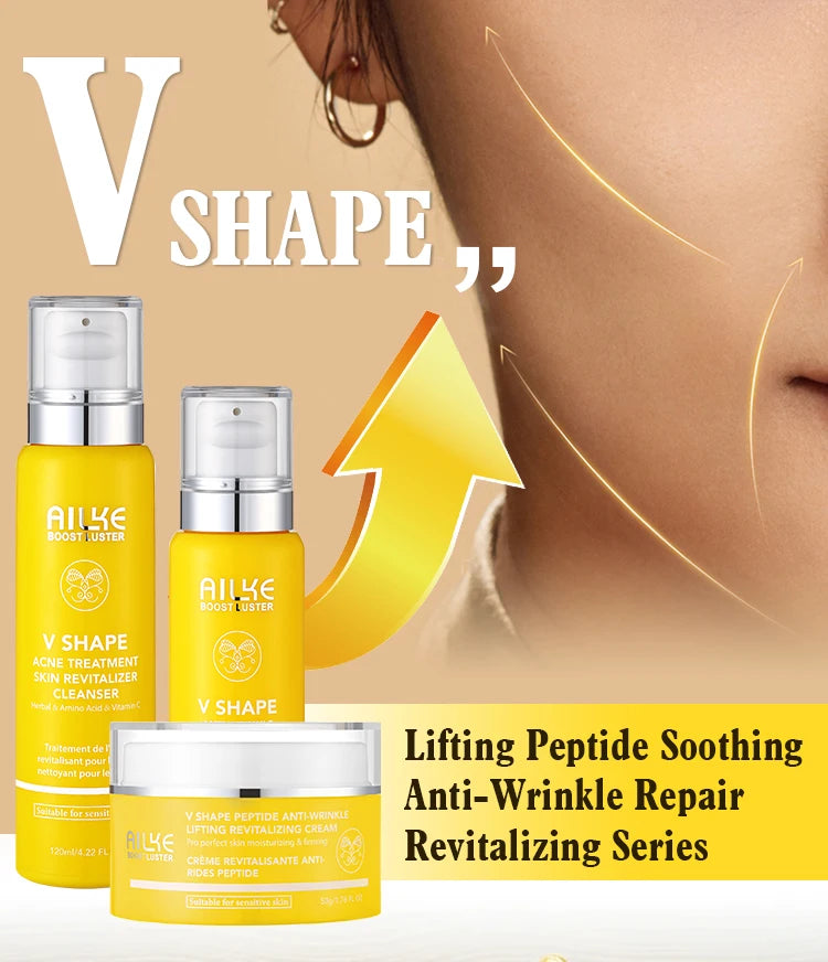 AILKE Peptide Face Care Brightening Set, Reduce Breakouts, Anti Wrinkles, Moisturizing, For All Skin Types, Even Sensitive Skin