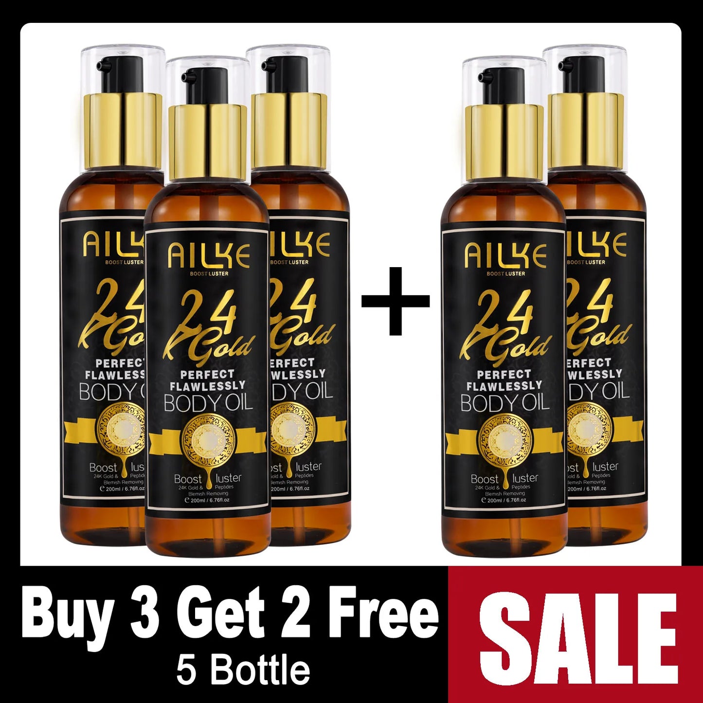 AILKE 24K Gold Perfect Flawlessly Lightening Skin Care Kit, Moisturizing, Smooth Skin, Even Skin Tone, Reduce Wrinkles