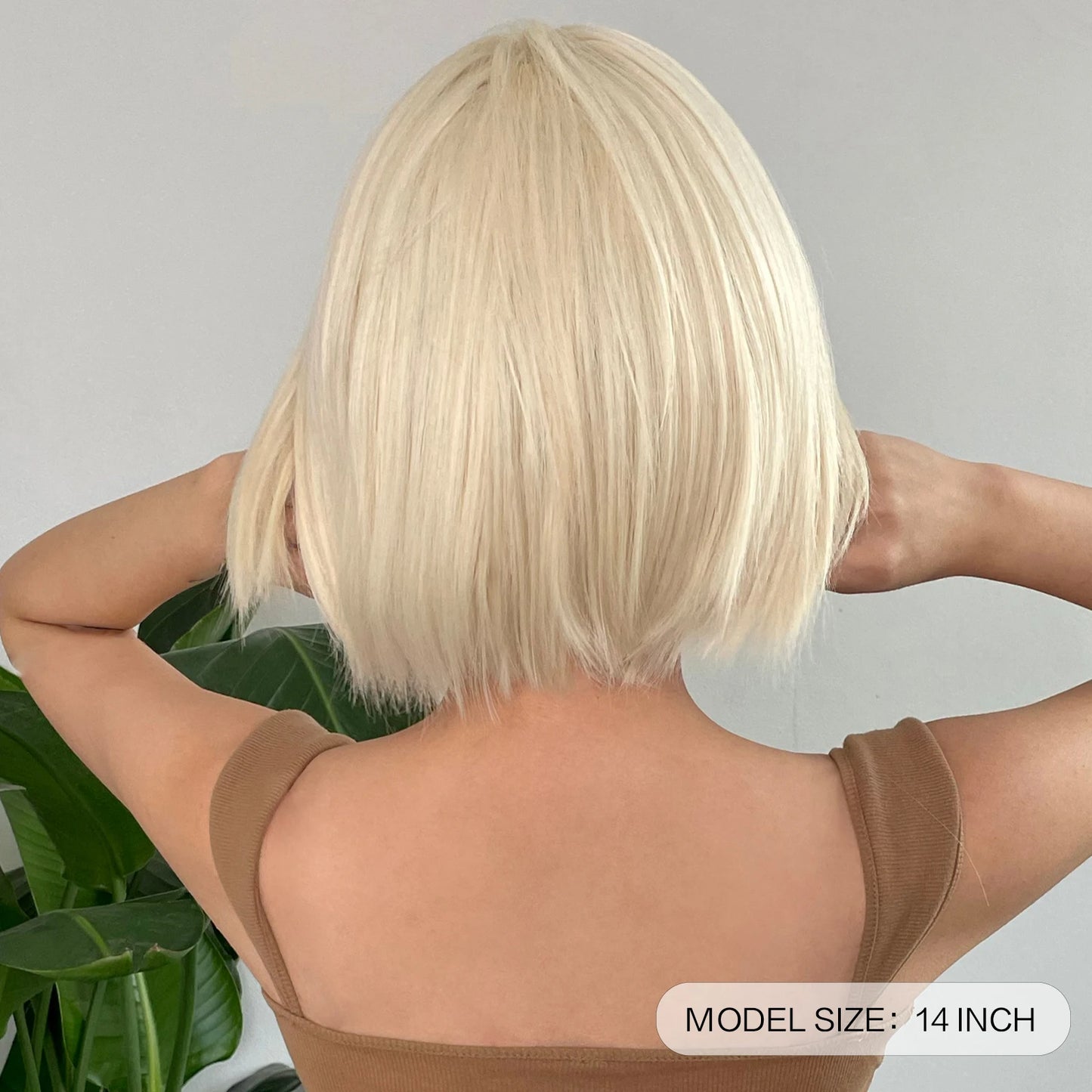 HENRY MARGU Ombre White Blonde Bob Synthetic Wig Short Straight with Bangs Natural Hair Wig for Women Cosplay Wig Heat Resistant