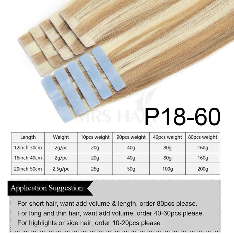 Invisible Tape in Hair Extensions Human Hair Injection Tape in Extensions PU Weft Tape On Hairs 10pcs/pack