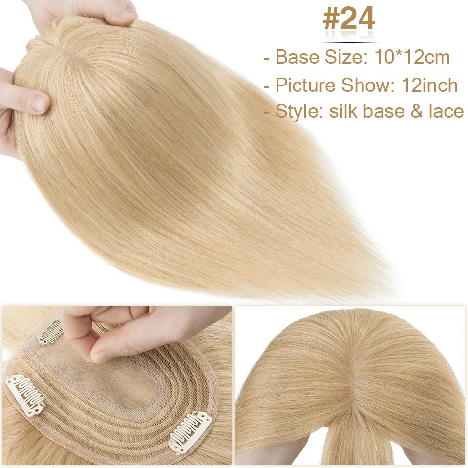 S-noilite Hair Toppers 10x12cm Women Topper 3.5x9cm Silk Base Natural Hair Wig 100% Human Hair For Women Hairpiece With Bangs
