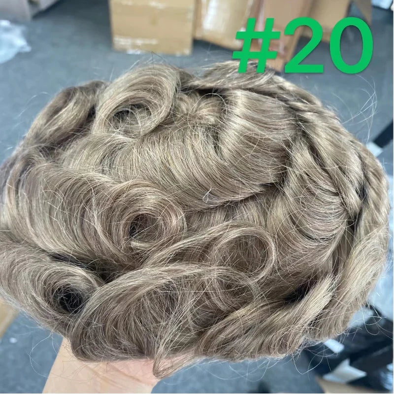 VERSALITE- Mono with Swiss Lace Front Toupee Men Male Hair Prosthesis 100% Natural Human Hair Replacement  System Men's Wigs