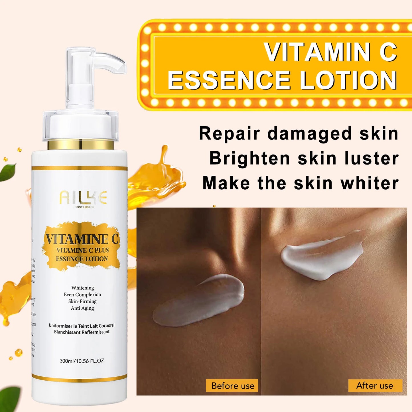 AILKE Whitening Skin Care Kit, With Vitamin C, Brightening, Reduce Dark Spots, Sun Spots, Clean Stains, Elastic & Smooth Skin