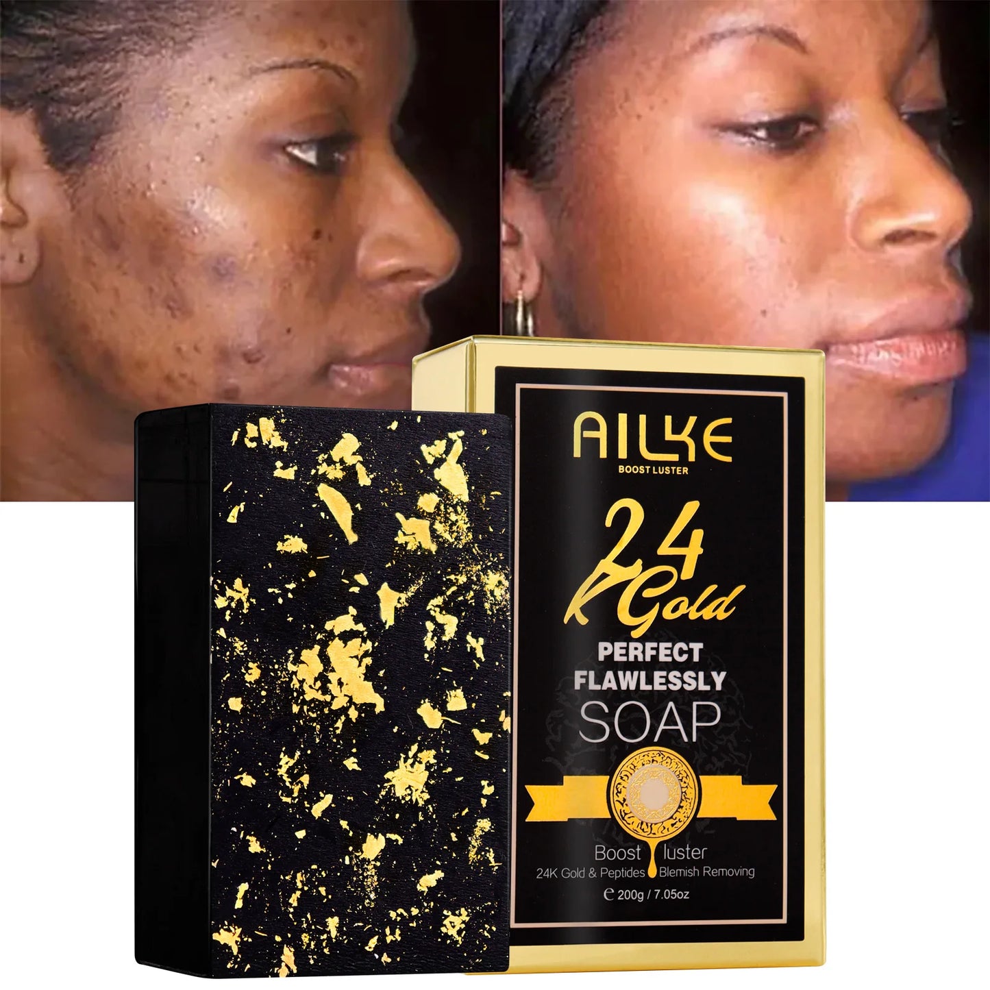 AILKE 24K Gold Perfect Flawlessly Lightening Skin Care Kit, Moisturizing, Smooth Skin, Even Skin Tone, Reduce Wrinkles