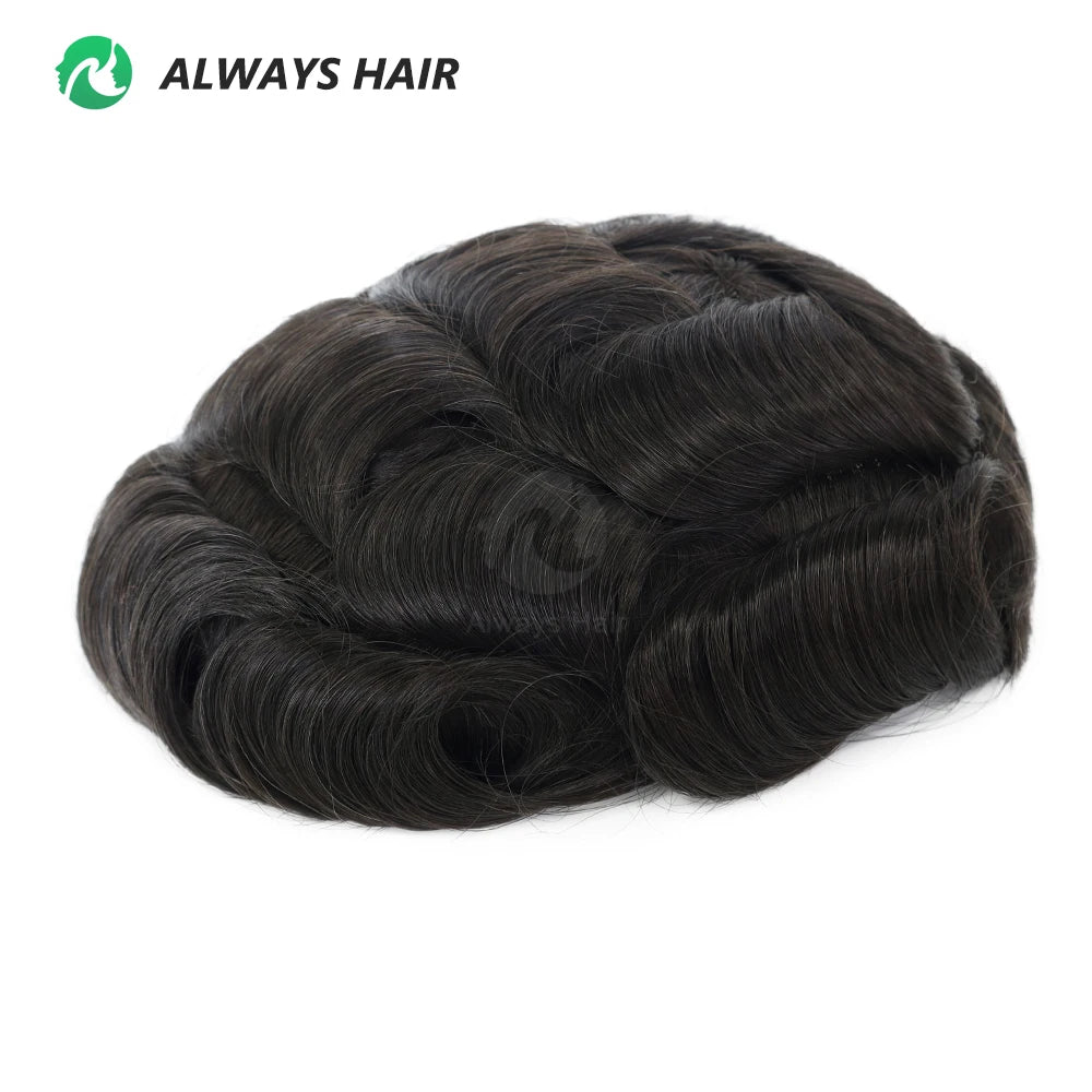 High Quality Man Toupee 1/8 Folded French Lace Durable Fine Mono Men's Capillary Prosthesis Hair Multiple Size Wig Man Free Ship