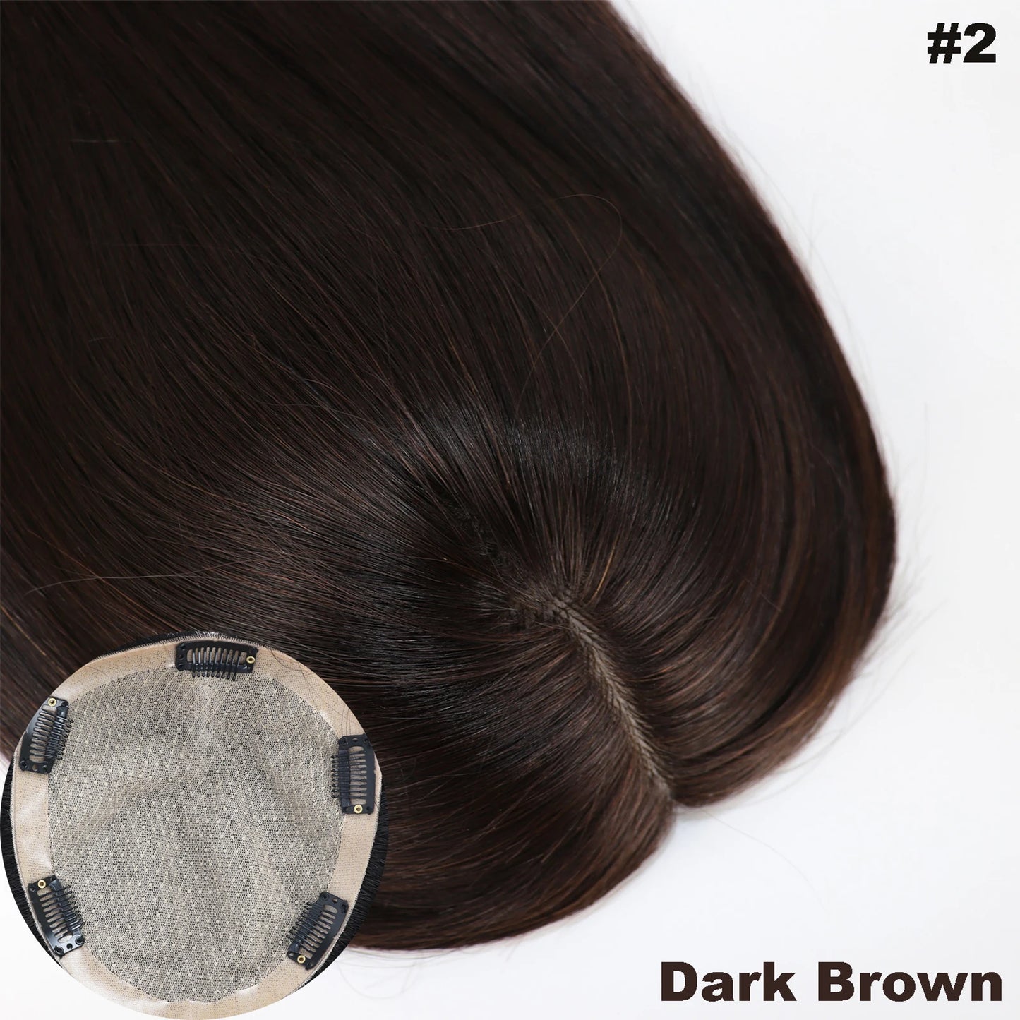 Black Brown Color Topper With Clips 3 Sizes Silk Base Virgin Human Hair Women Toppers Free Part Natural Scalp Top European Hair
