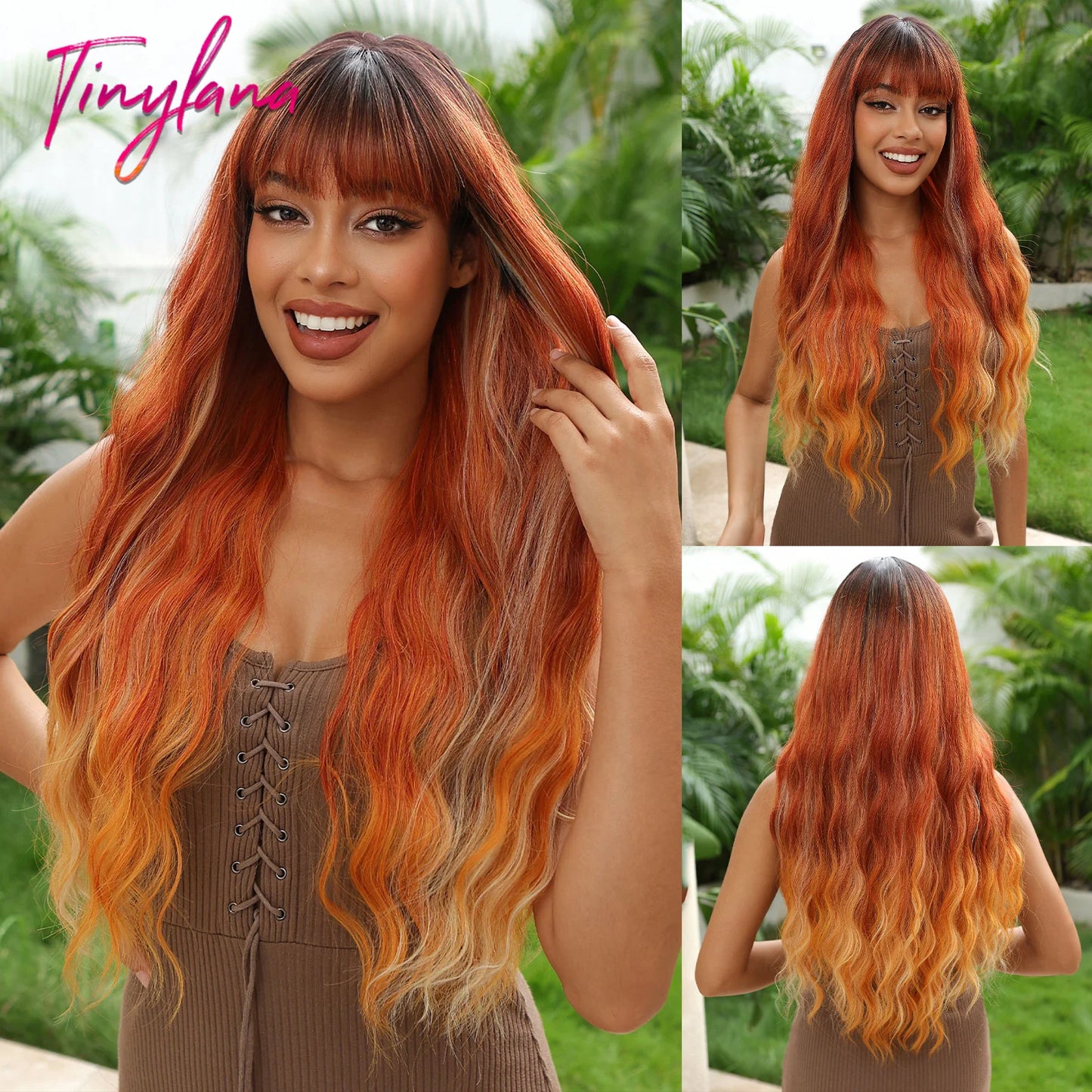 Long Curly White Platinum Synthetic Wigs with Bangs for Women Afro Cosplay Lolita Wavy Wig Natural Hair Heat Reisitant Daily Use