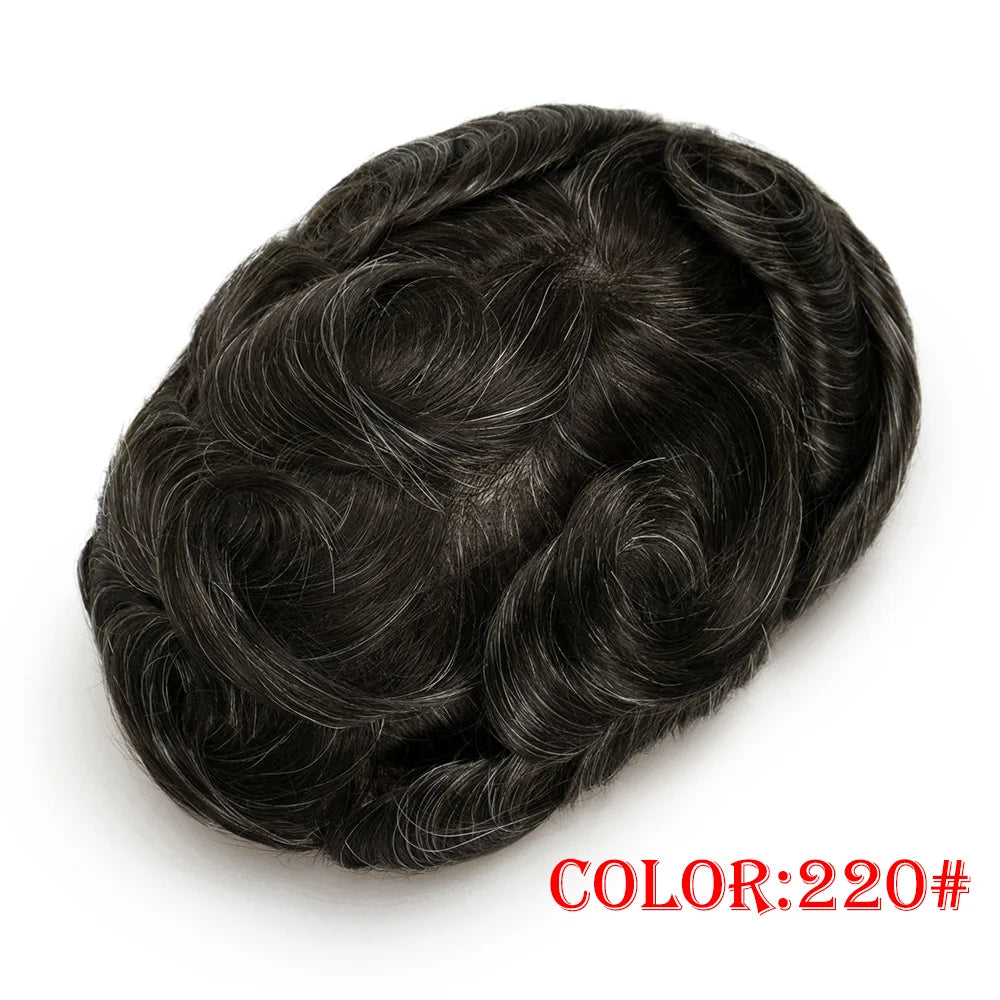 Men Wig Toupee For Men Natural Hairline Indian Human Hair Men's Capillary Prothesis Hair Wig Male 0.1mm Thin Skin Hair Wig