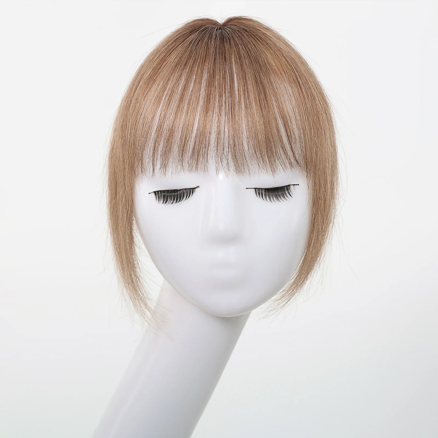 100% Remy Human Hair Toppers with Bangs Light Brown Hairpieces 3D Wispy Bangs for Women Thin Hair Real Human Hair Topper Clip In