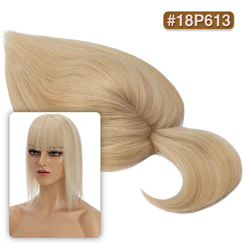S-noilite Hair Toppers 10x12cm Women Topper 3.5x9cm Silk Base Natural Hair Wig 100% Human Hair For Women Hairpiece With Bangs