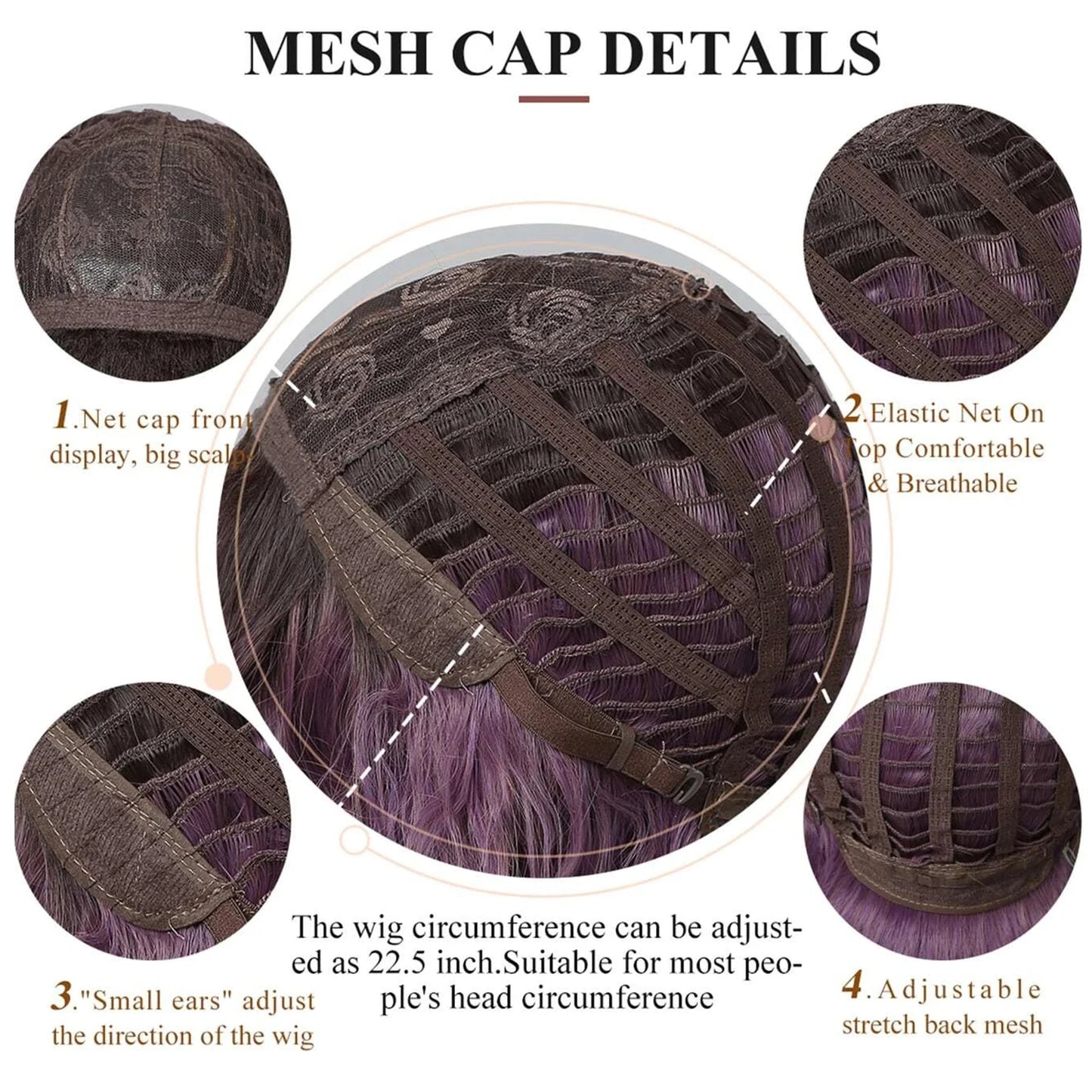 Gray Purple Pink Short Bob Synthetic Wigs with Bangs Curly Cosplay Ombre Wig for Women Afro Natural Wave Heat Resistant Hair