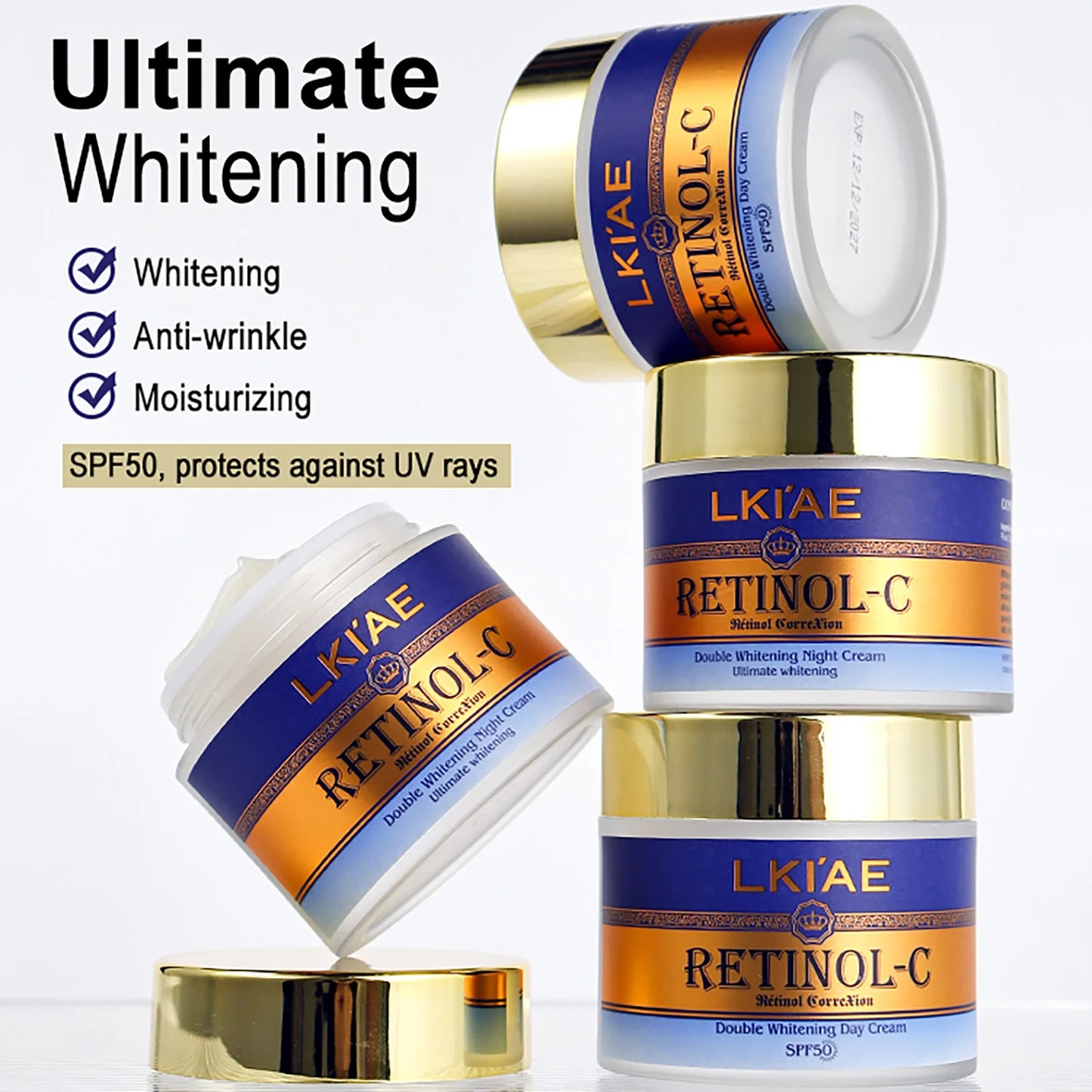 LKIAE Retinol Whitening Skin Care Set, Moisturizing, Reduce Wrinkles, Fine Lines, Dark Spots, With Collagen, Snail Extract