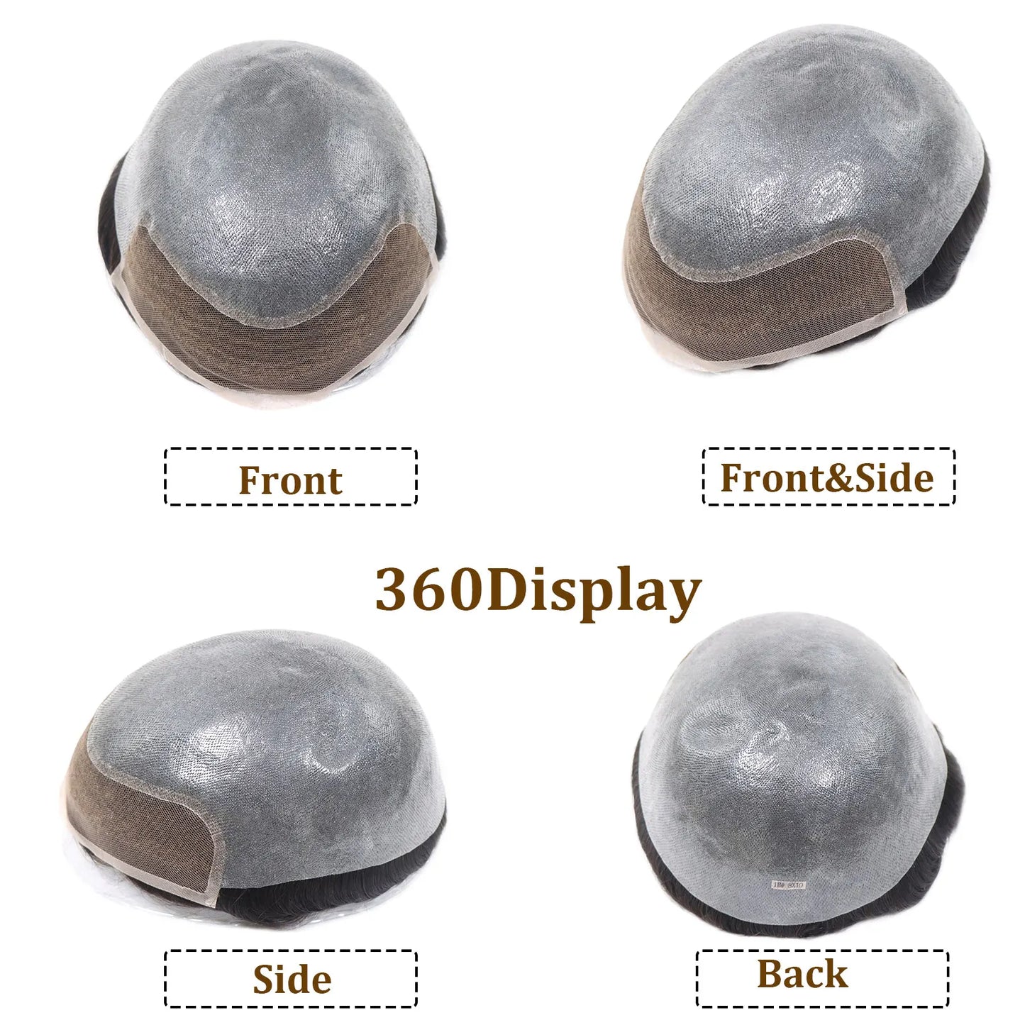 8x10 BIO Swiss Lace With PU Men Toupee Human Hair Natural Hairline 30mm Wave Lace Front Male Wig Units Replacement Prosthesis