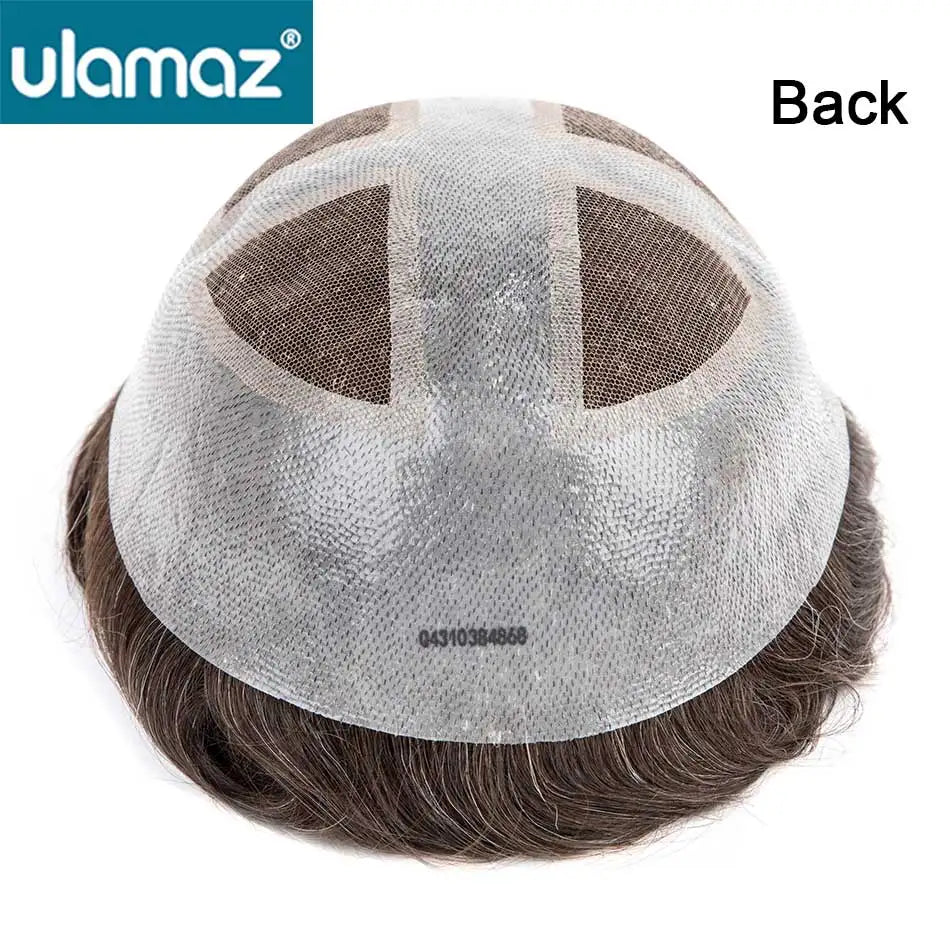 Man Hair Prosthesis French Lace Skin Hair System For Men Microskin Men's Capillary Prosthesis Indian Human Hair Toupee Mens Wig