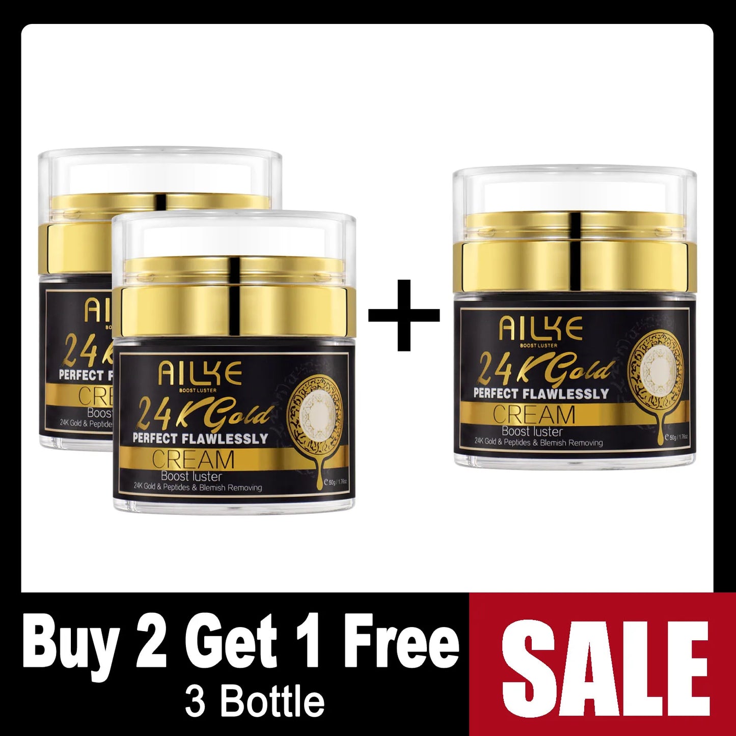 AILKE 24K Gold Perfect Flawlessly Lightening Skin Care Kit, Moisturizing, Smooth Skin, Even Skin Tone, Reduce Wrinkles