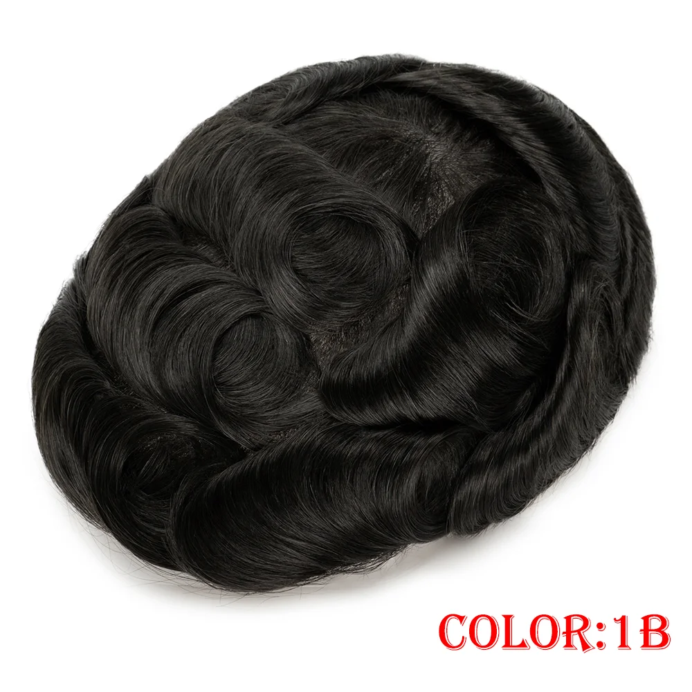 Men Wig Toupee For Men Natural Hairline Indian Human Hair Men's Capillary Prothesis Hair Wig Male 0.1mm Thin Skin Hair Wig