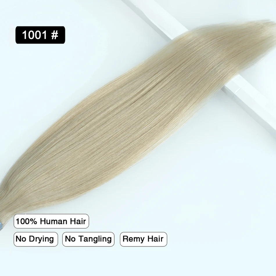 Straight Sliver Grey Human Hair Tape In Extensions Skin Weft Adhesive Tape In Grey Remy Hair Tape Extension 20Pcs/Set 50g 26Inch