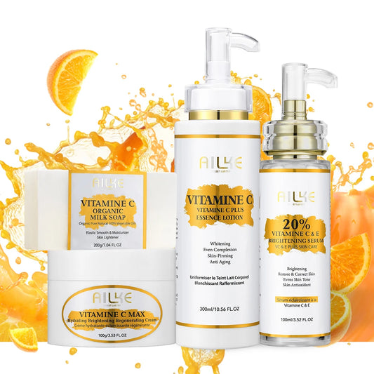 AILKE Whitening Skin Care Kit, With Vitamin C, Brightening, Reduce Dark Spots, Sun Spots, Clean Stains, Elastic & Smooth Skin