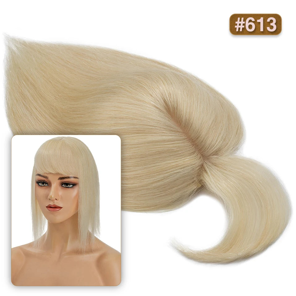 S-noilite Hair Toppers 10x12cm Women Topper 3.5x9cm Silk Base Natural Hair Wig 100% Human Hair For Women Hairpiece With Bangs