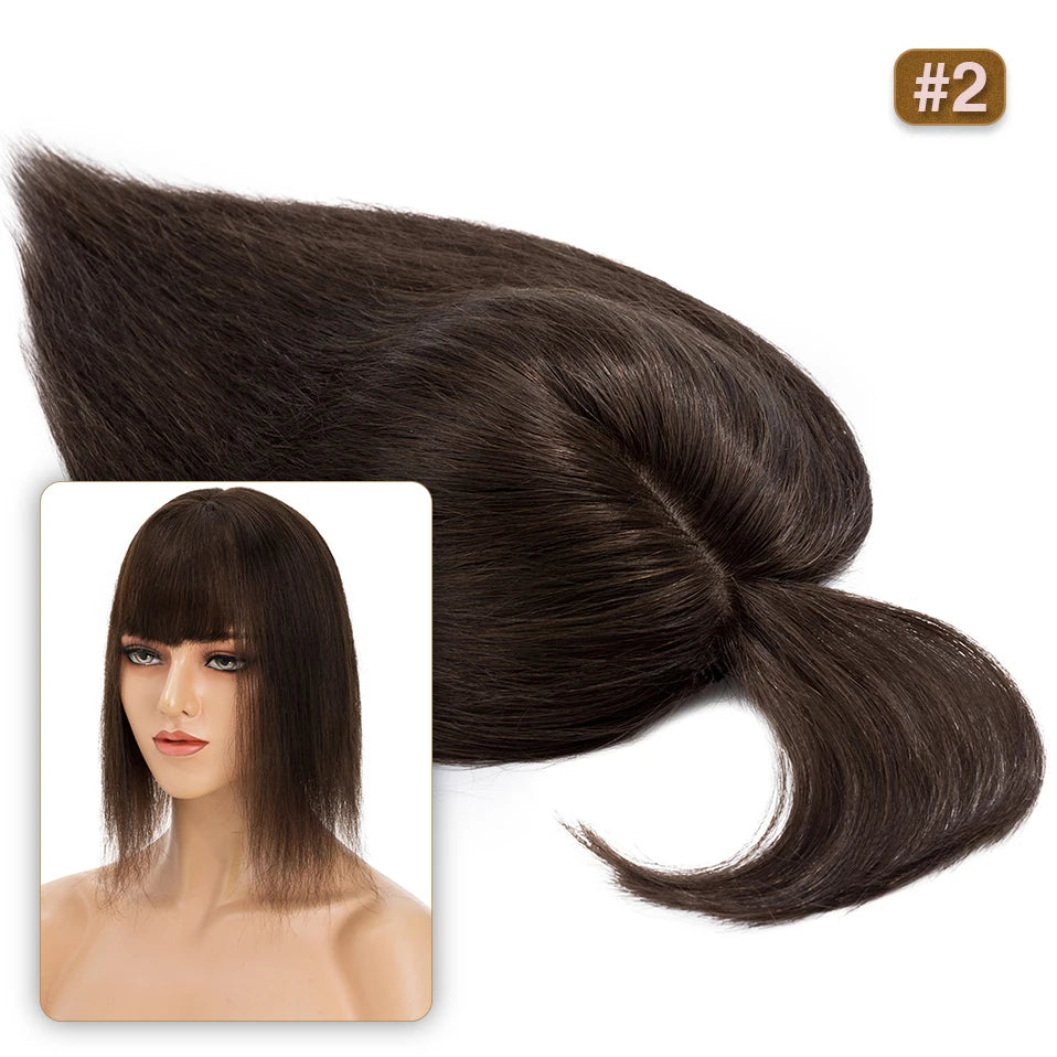 S-noilite Hair Toppers 10x12cm Women Topper 3.5x9cm Silk Base Natural Hair Wig 100% Human Hair For Women Hairpiece With Bangs