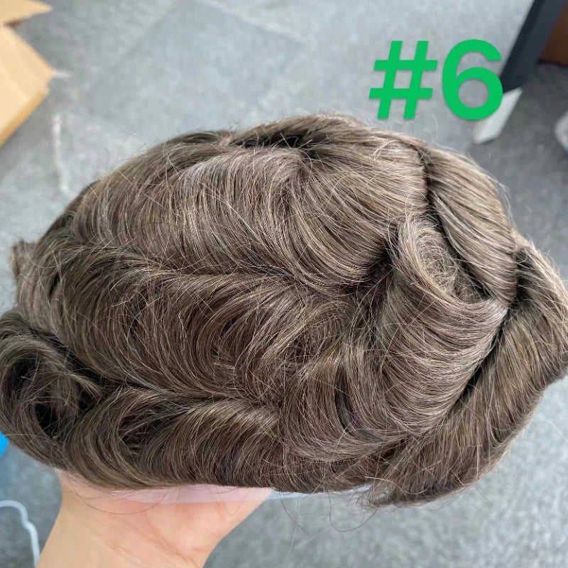 VERSALITE- Mono with Swiss Lace Front Toupee Men Male Hair Prosthesis 100% Natural Human Hair Replacement  System Men's Wigs