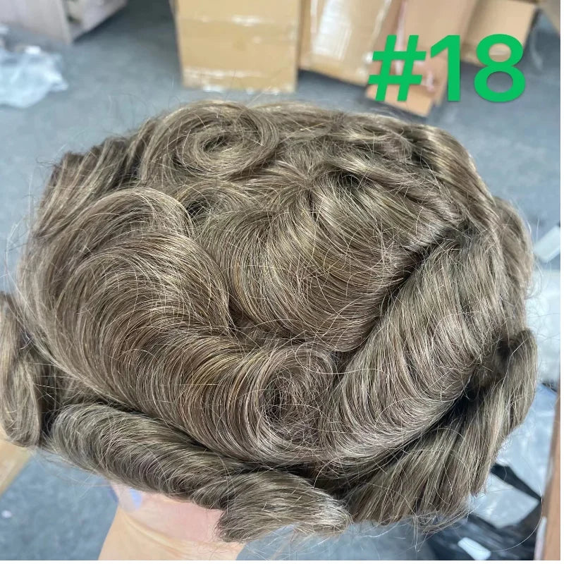 VERSALITE- Mono with Swiss Lace Front Toupee Men Male Hair Prosthesis 100% Natural Human Hair Replacement  System Men's Wigs