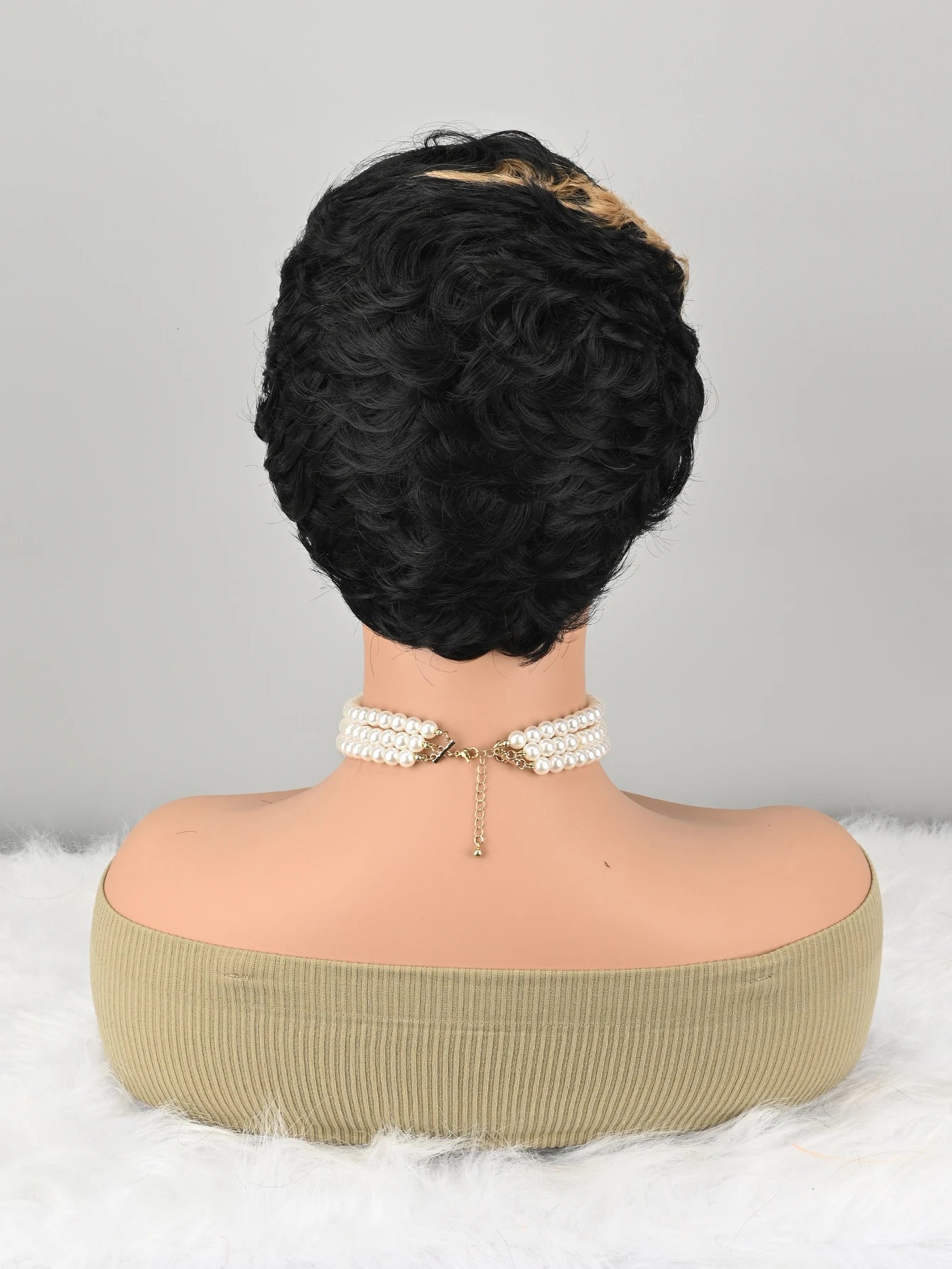 Short Bob synthetic Wig for Pixie Cut wigs Glueless Wig None Front Wig with Bangs Straight Full