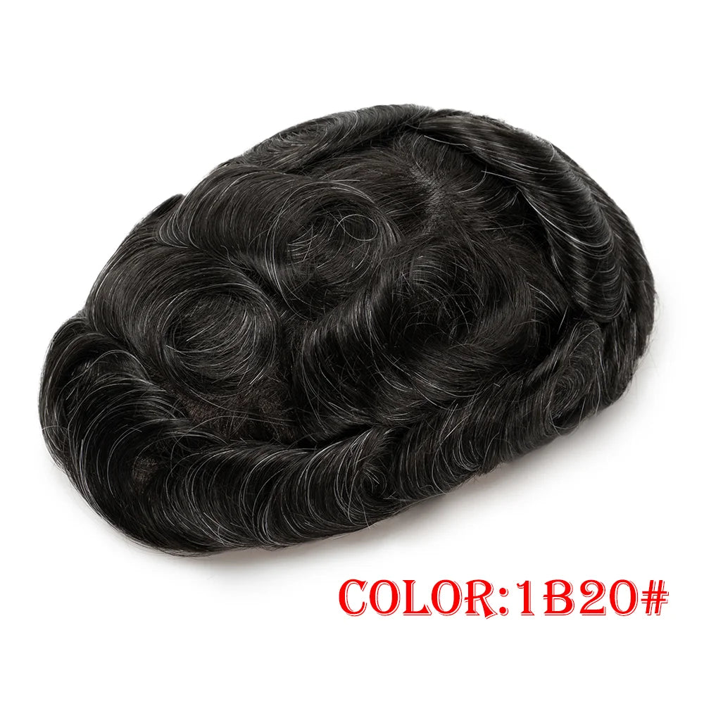 Men Wig Toupee For Men Natural Hairline Indian Human Hair Men's Capillary Prothesis Hair Wig Male 0.1mm Thin Skin Hair Wig