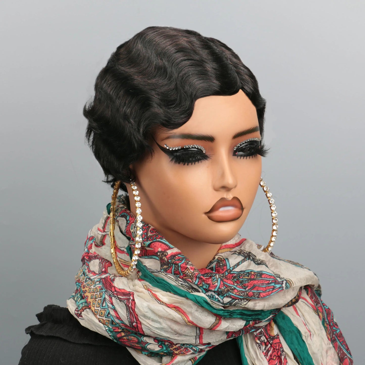 Short Pixie Cut Wigs For Black Women Finger Ocean Wave Human Hair Wigs With Bangs Short Layered Pixie Wigs Full Machine Made Wig