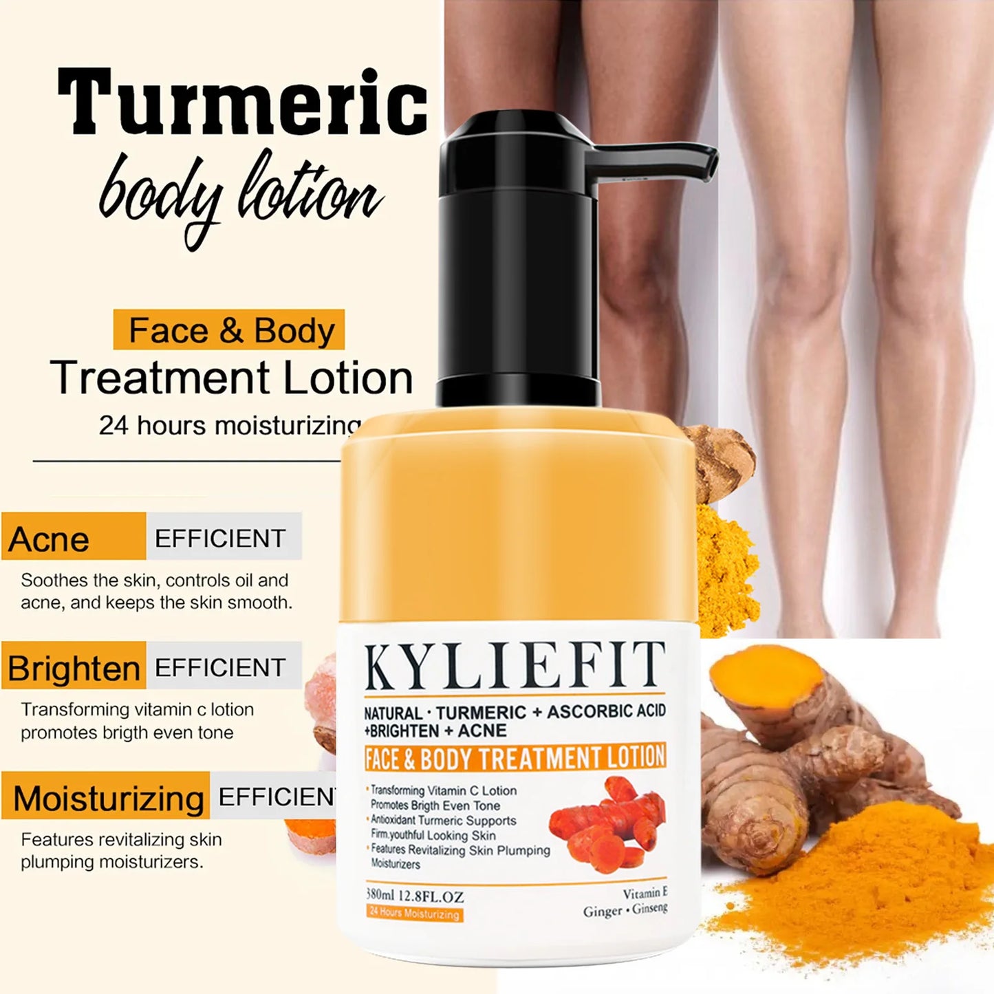 AILKE Organic Turmeric Skin Care Set, Brighten, Cleaning Skin, Reduce Acne,Pimples, Whitening, Even Skin Tone, Improve Dry Skin