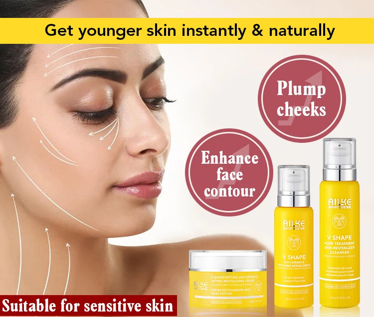 AILKE Peptide Face Care Brightening Set, Reduce Breakouts, Anti Wrinkles, Moisturizing, For All Skin Types, Even Sensitive Skin