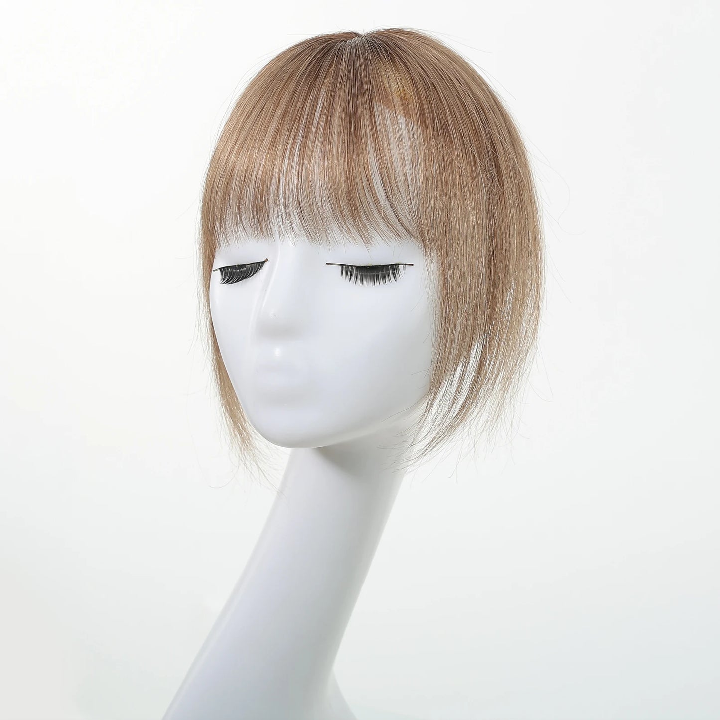 100% Remy Human Hair Toppers with Bangs Light Brown Hairpieces 3D Wispy Bangs for Women Thin Hair Real Human Hair Topper Clip In
