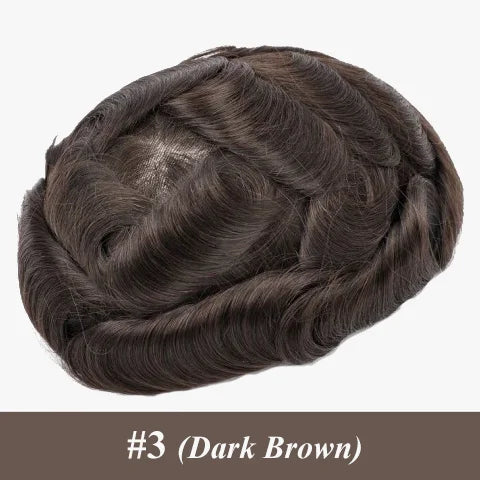 Male Hair Prosthesis 0.12-0.14mm Injection Skin Toupee Man Wigs For Men Wig Men's capillary prothesis 100% Human Hair Men's Wigs