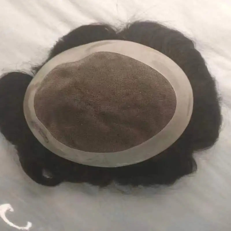 Curly Men's Wig Mono Npu Indian Human Hair Toupee For Men Durable Capillary Prosthesis Natural Black Wigs Man 6inch Hairpieces