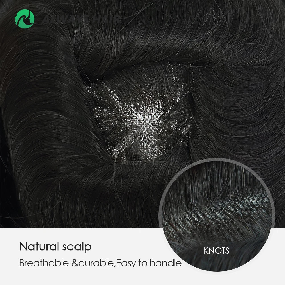 High Quality Man Toupee 1/8 Folded French Lace Durable Fine Mono Men's Capillary Prosthesis Hair Multiple Size Wig Man Free Ship