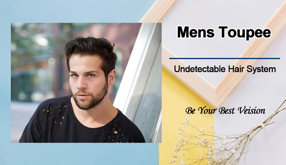 Lace Front Men's Wig Bleach Knots Capillary Male Hair Prosthesis Lace PU Toupee Wigs For Men Q6 Hair System Man Real Human Hair