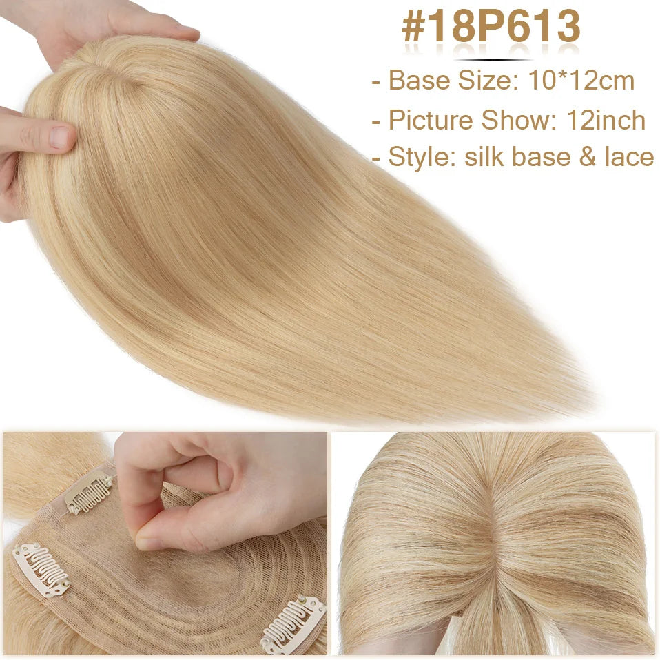 S-noilite Hair Toppers 10x12cm Women Topper 3.5x9cm Silk Base Natural Hair Wig 100% Human Hair For Women Hairpiece With Bangs