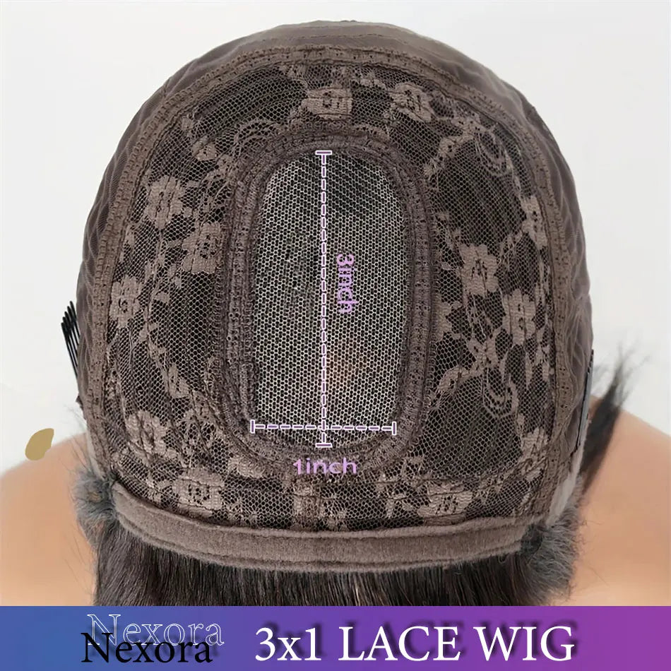 3X1 Straight Bob Wig With Bangs Full Fringe Machine Made Glueless Ready-to-Wear 30 Inch Brazilian Wig Human Hair Wig For Women