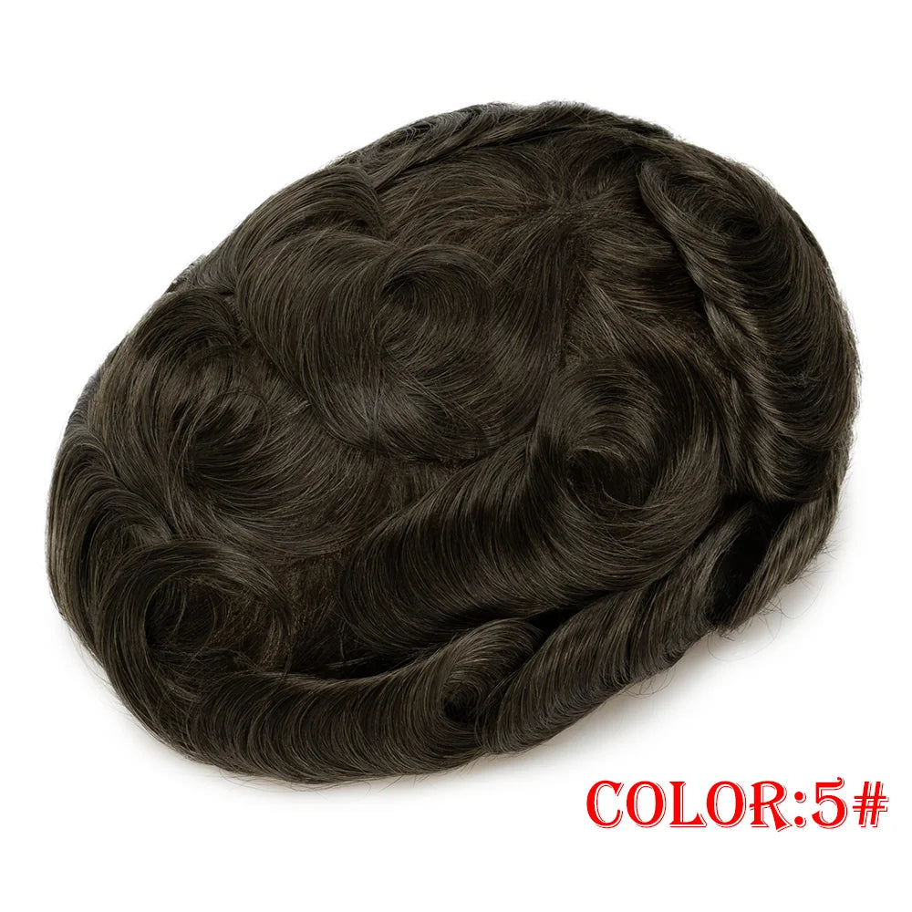 Men Wig Toupee For Men Natural Hairline Indian Human Hair Men's Capillary Prothesis Hair Wig Male 0.1mm Thin Skin Hair Wig