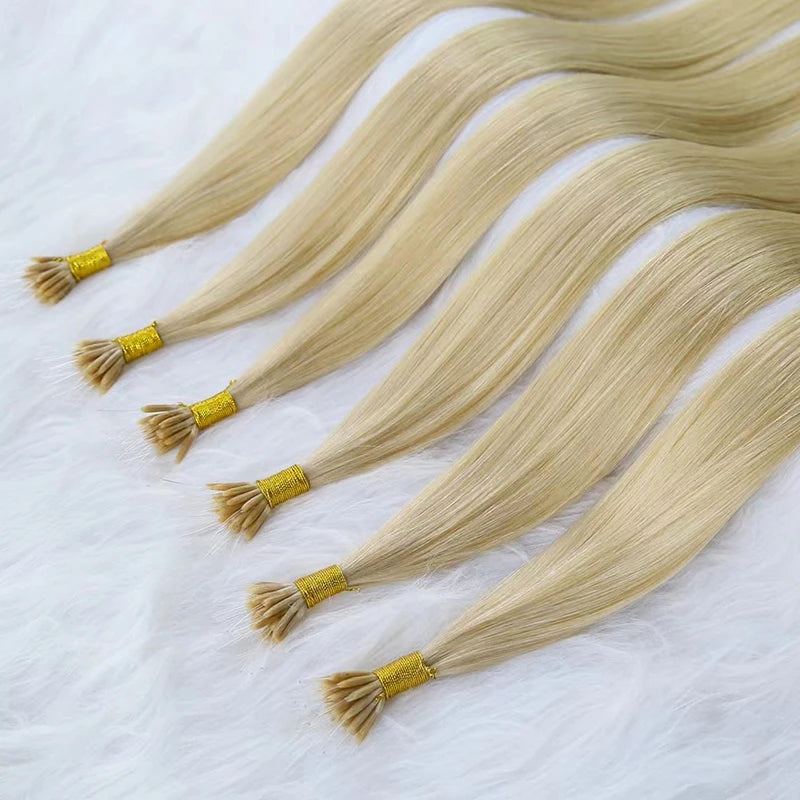Remy Nano Ring Tip Elastic Hair Real Straight #60 Burmese Human Hair Extensions 14-30INCH Fusion Virgin Hair Extensions
