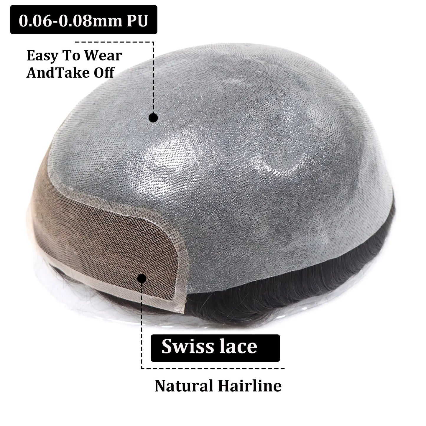 8x10 BIO Swiss Lace With PU Men Toupee Human Hair Natural Hairline 30mm Wave Lace Front Male Wig Units Replacement Prosthesis