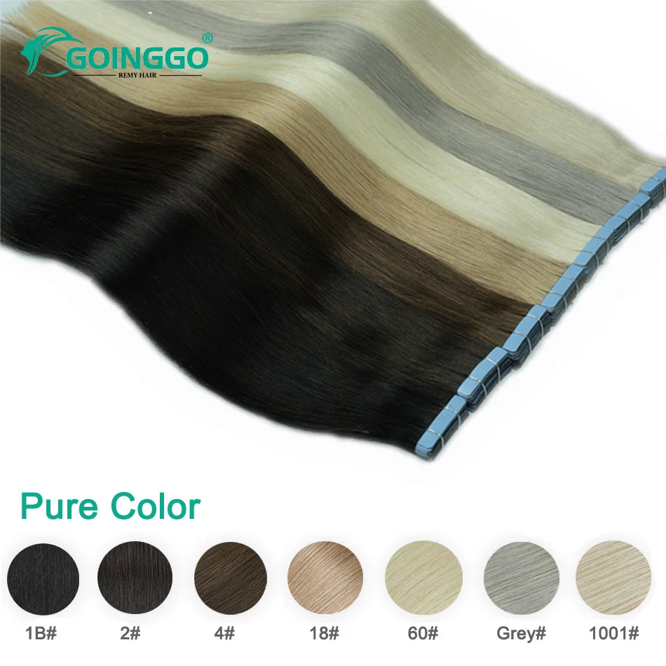 Straight Sliver Grey Human Hair Tape In Extensions Skin Weft Adhesive Tape In Grey Remy Hair Tape Extension 20Pcs/Set 50g 26Inch